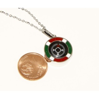 NSA|Steel: Exclusive necklace rolo 'man woman pendant Italian flag and compass