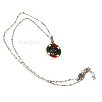 NSA|Steel: Exclusive necklace rolo 'man woman pendant Italian flag and compass
