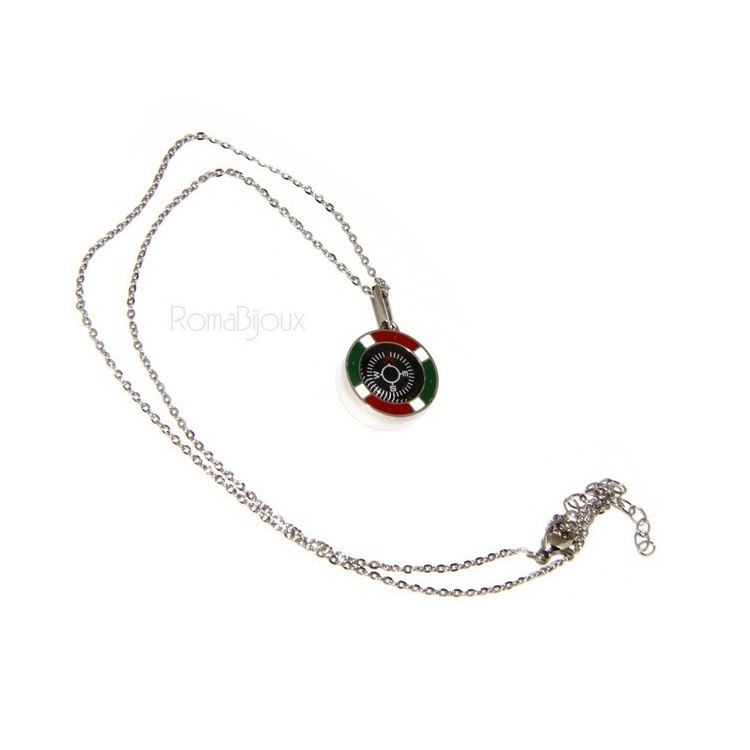 NSA|Steel: Exclusive necklace rolo 'man woman pendant Italian flag and compass