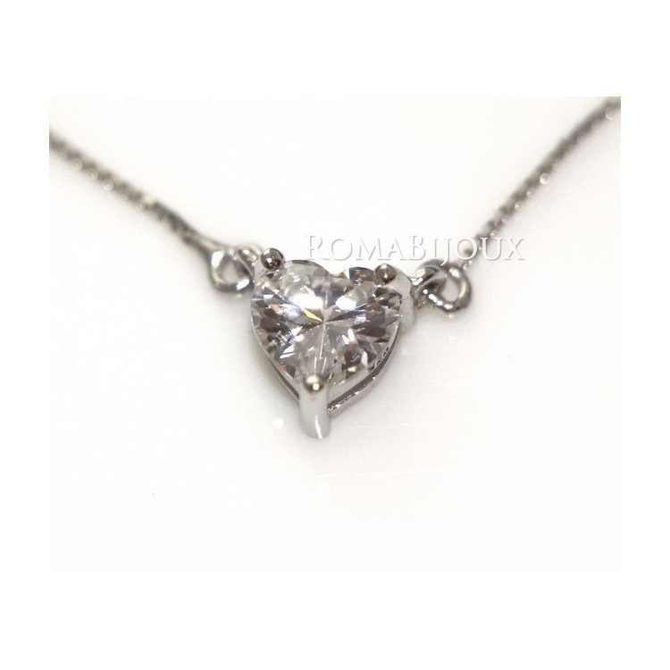 NSA|Argento 925 : Collana Collier donna punto luce brillante zircone 6x6 cuore