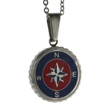 NSA|Steel: forzatina necklace with  round pendant windrose red blue enamelled