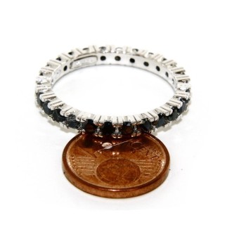 NSA|Argento 925 Rodiato : Eternity infinity fede tutto giro zirconi neri brillante 2,5 mm per uomo o donna