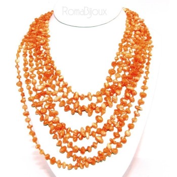 NSA|Necklace by Donna Collier Cleopatra 8 orange natural orange pearl strands