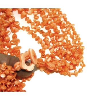 NSA|Collana da Donna collier cleopatra 8 fili madreperla naturale arancio arancione