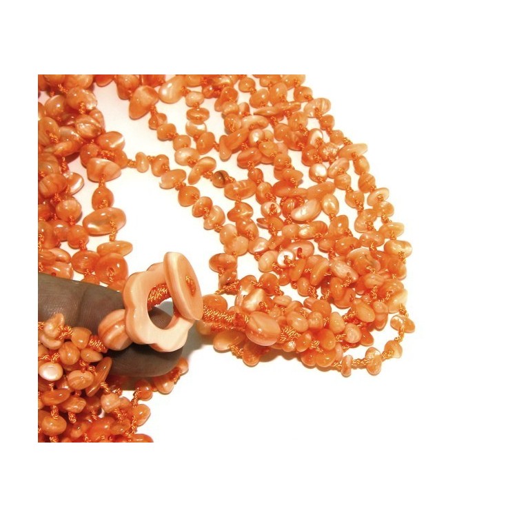 NSA|Collana da Donna collier cleopatra 8 fili madreperla naturale arancio arancione