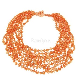 NSA|Collana da Donna collier cleopatra 8 fili madreperla naturale arancio arancione