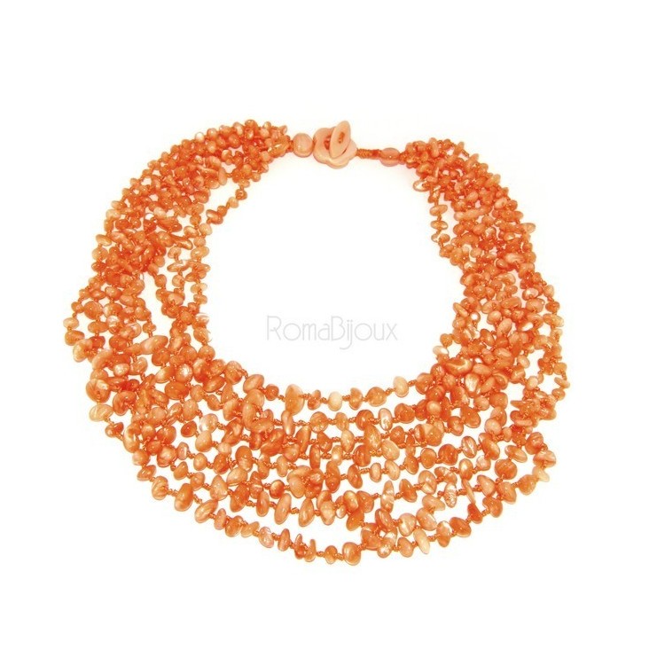 NSA|Necklace by Donna Collier Cleopatra 8 orange natural orange pearl strands