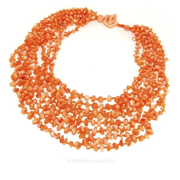 NSA|Necklace by Donna Collier Cleopatra 8 orange natural orange pearl strands