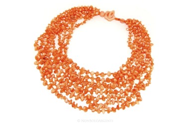 NSA|Necklace by Donna Collier Cleopatra 8 orange natural orange pearl strands