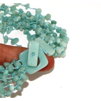 NSA|Collana da Donna collier sciarpina ciuffo amazzonite naturale colore verde acqua