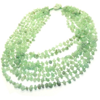 NSA|Cleopatra collier necklace 8 strands light green multistrand chalcedony stones