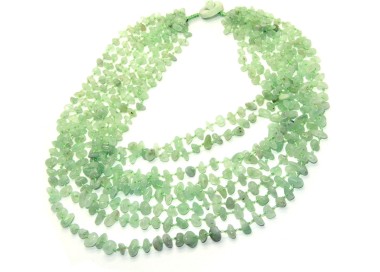 NSA|Cleopatra collier necklace 8 strands light green multistrand chalcedony stones