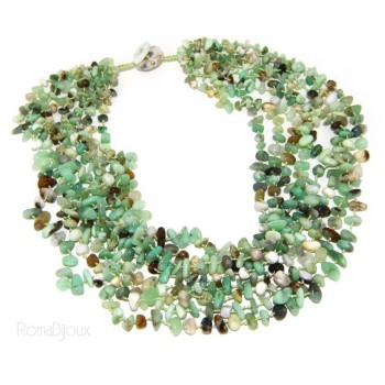 NSA|Necklace by Donna Collier Cleopatra 8 wires natural green chrysoprase