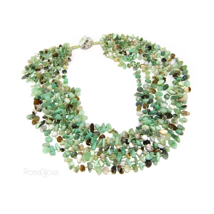 NSA|Necklace by Donna Collier Cleopatra 8 wires natural green chrysoprase