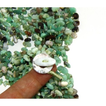 NSA|Necklace by Donna Collier Cleopatra 8 wires natural green chrysoprase