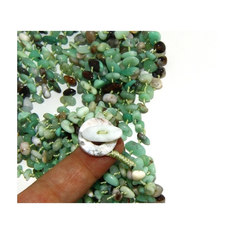 NSA|Necklace by Donna Collier Cleopatra 8 wires natural green chrysoprase