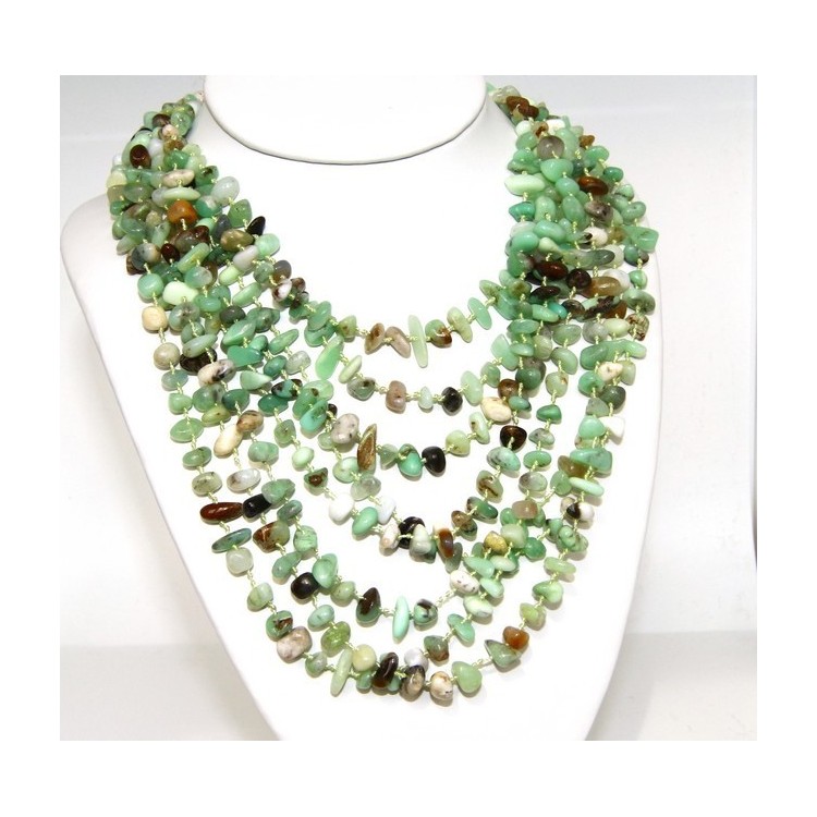 NSA|Necklace by Donna Collier Cleopatra 8 wires natural green chrysoprase