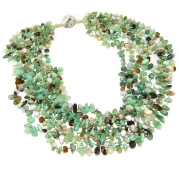 NSA|Collana da Donna collier cleopatra 8 fili crisopazio naturale verde