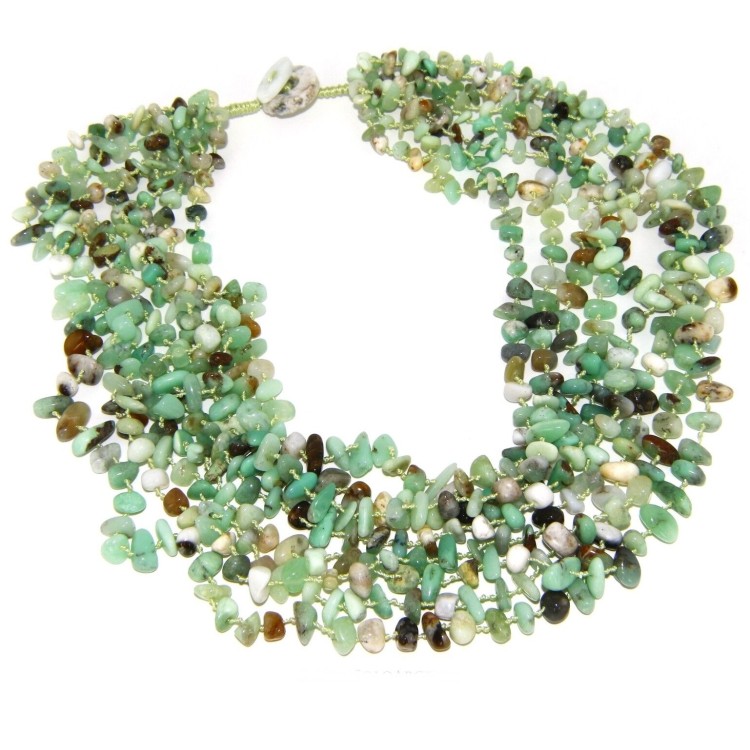 NSA|Collana da Donna collier cleopatra 8 fili crisopazio naturale verde