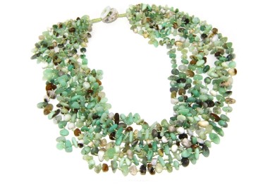 NSA|Women's necklace collier cleopatra 8 strands natural green chrysoprase