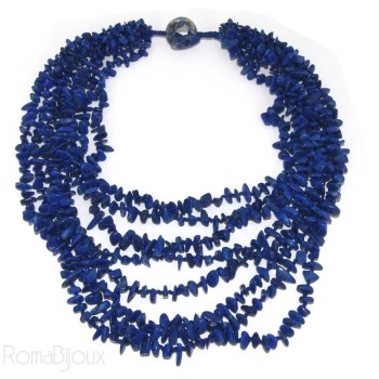 NSA|Collana da Donna collier cleopatra 8 fili Lapis naturale blu