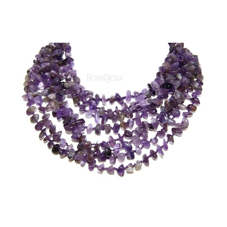 NSA|Collana da Donna collier cleopatra 8 fili ametista viola naturale