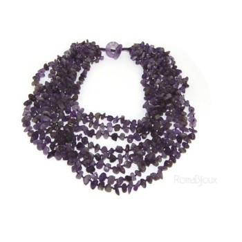 NSA|Collana da Donna collier cleopatra 8 fili ametista viola naturale