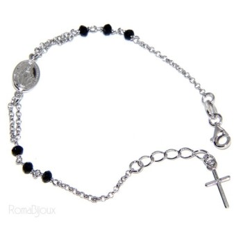 NSA|Bracciale rosario uomo donna in Argento 925 immagine madonna 16 19 cm