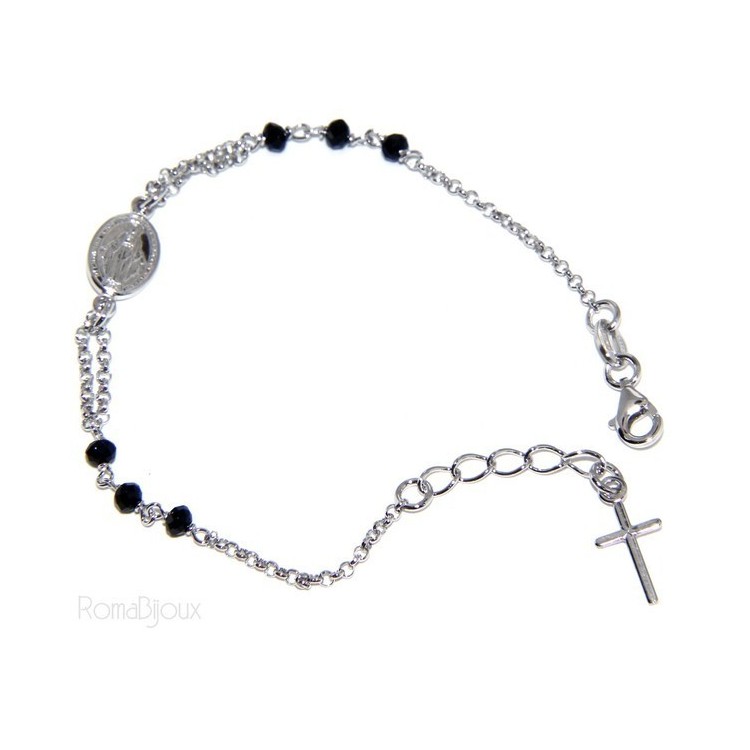 NSA|Bracciale rosario uomo donna in Argento 925 immagine madonna 16 19 cm