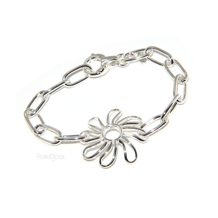 NSA|925: woman bracelet chain with Daisy Flower central 17 cm