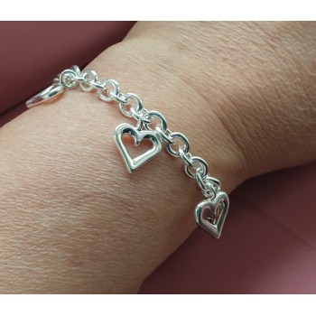 NSA|925: rolo chain bracelet woman 'with open heart pendants 17,00