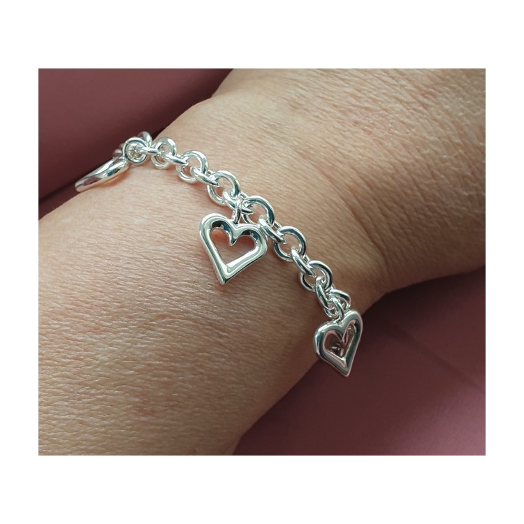 NSA|925: rolo chain bracelet woman 'with open heart pendants 17,00