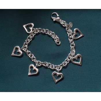 NSA|925: rolo chain bracelet woman 'with open heart pendants 17,00