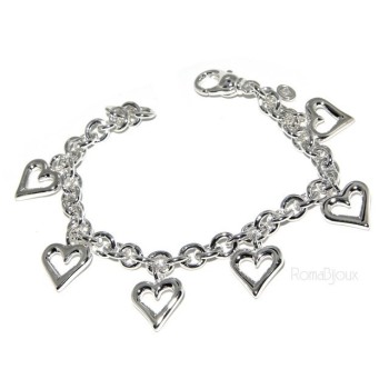 NSA|Argento 925 : Bracciale donna catena rolo' con ciondoli a cuore aperti 17,00