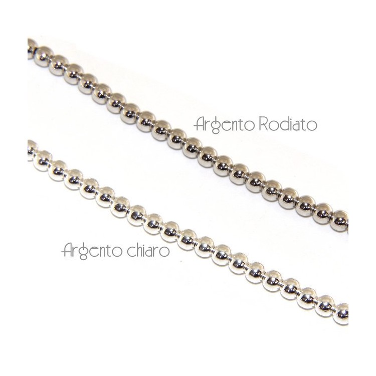 NSA|ARGENTO 925 : Bracciale uomo donna palline 4 mm lung 15.00 19.00 cm