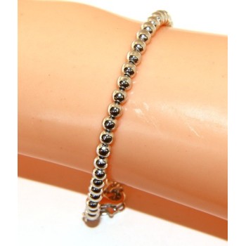 NSA|ARGENTO 925 : Bracciale uomo donna palline 4 mm lung 15.00 19.00 cm