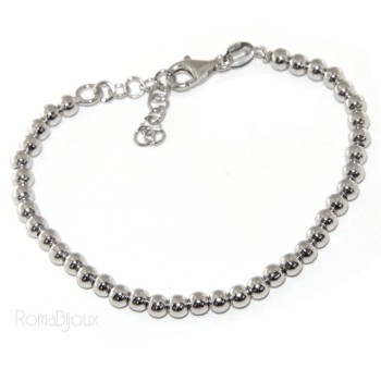 NSA|ARGENTO 925 : Bracciale uomo donna palline 4 mm lung 15.00 19.00 cm