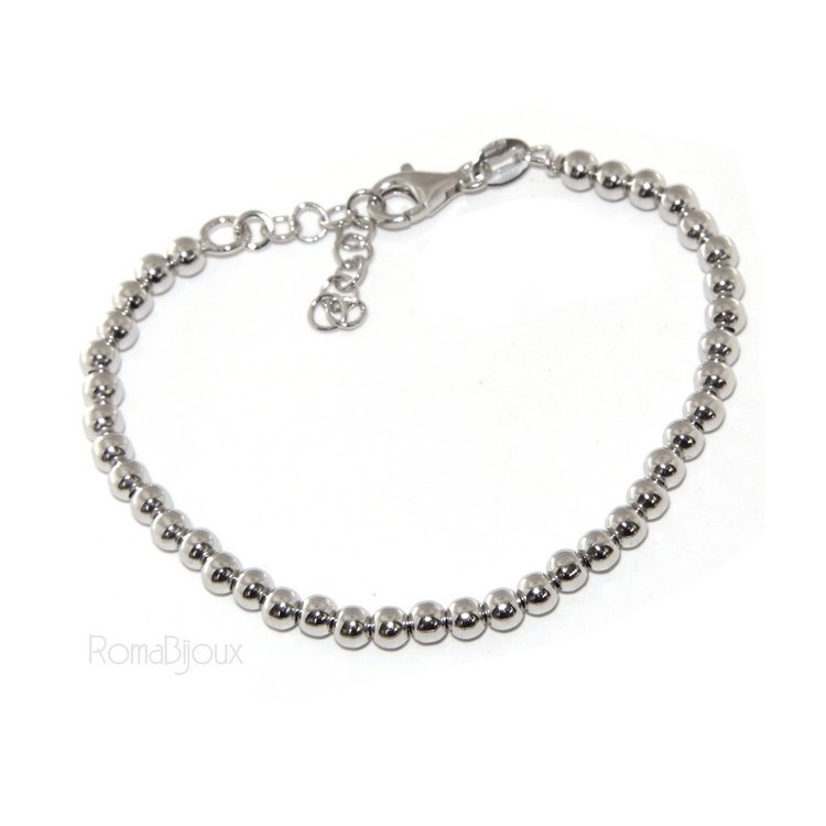 NSA|ARGENTO 925 : Bracciale uomo donna palline 4 mm lung 15.00 19.00 cm