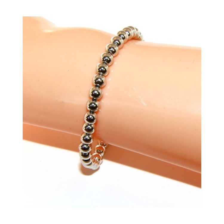 NSA|ARGENTO 925 : Bracciale uomo donna palline 5 mm lung 15.00 20.00 cm