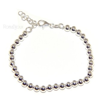 NSA|ARGENTO 925 : Bracciale uomo donna palline 5 mm lung 15.00 20.00 cm