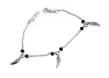 NSA|Bracelet rosary woman working in 925 black crystal pendants leaves