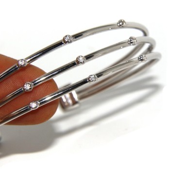 NSA|SILVER 925: Bracelet opened slave women 3 natural zircons file bright white