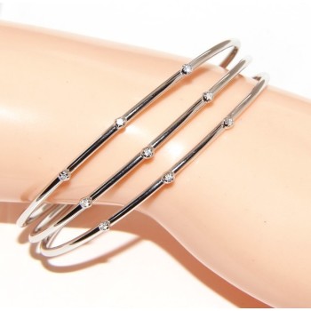 NSA|SILVER 925: Bracelet opened slave women 3 natural zircons file bright white