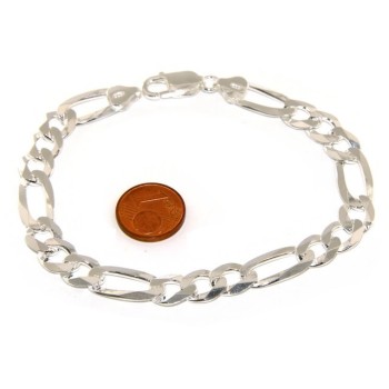NSA|SILVER 925: Bracelet 8.5mm massive man chain Figaro 3 + 1 bleached 21 cm