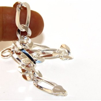 NSA|SILVER 925: Bracelet 8.5mm massive man chain Figaro 3 + 1 bleached 21 cm