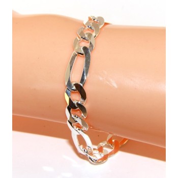 NSA|SILVER 925: Bracelet 8.5mm massive man chain Figaro 3 + 1 bleached 21 cm