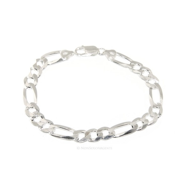 NSA|SILVER 925: Bracelet 8.5mm massive man chain Figaro 3 + 1 bleached 21 cm