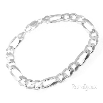 NSA|SILVER 925: Bracelet 8.5mm massive man chain Figaro 3 + 1 bleached 21 cm