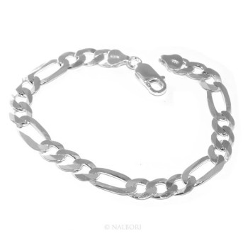 NSA|SILVER 925: necklace or bracelet man chain from 7.5 mm Figaro 3 + 1 bleached