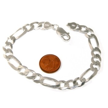 NSA|ARGENTO 925 : Collana o Bracciale uomo catena da 7,5 mm figaro 3 + 1 sbiancata